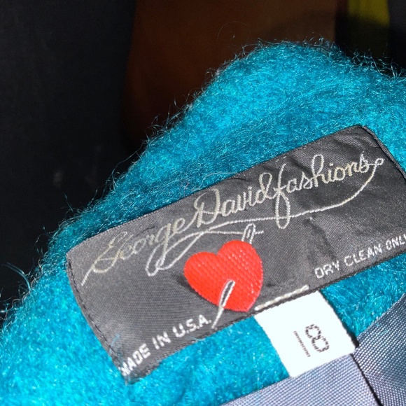 Vintage Green Blue Mohair Duster Coat - Picture 9 of 9